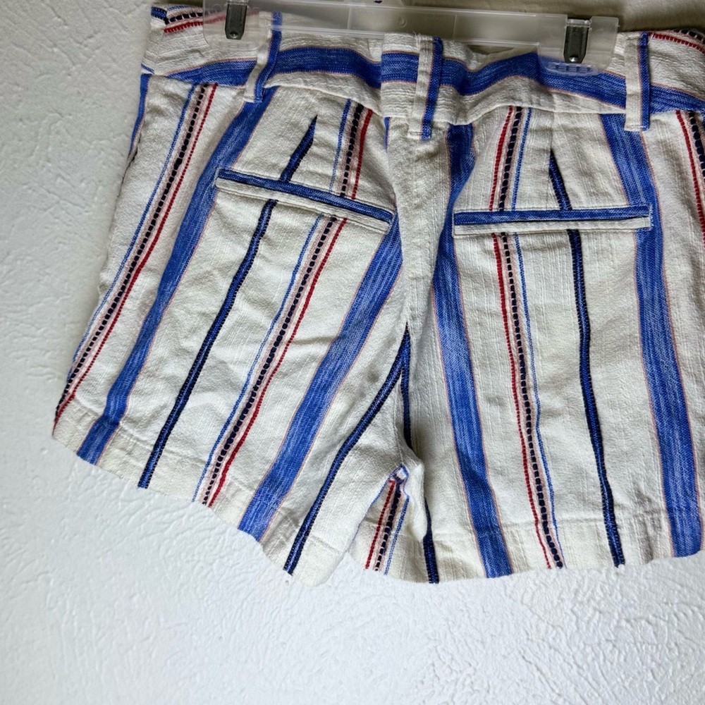 LOFT Cream Shorts with Blue and Red Stripes